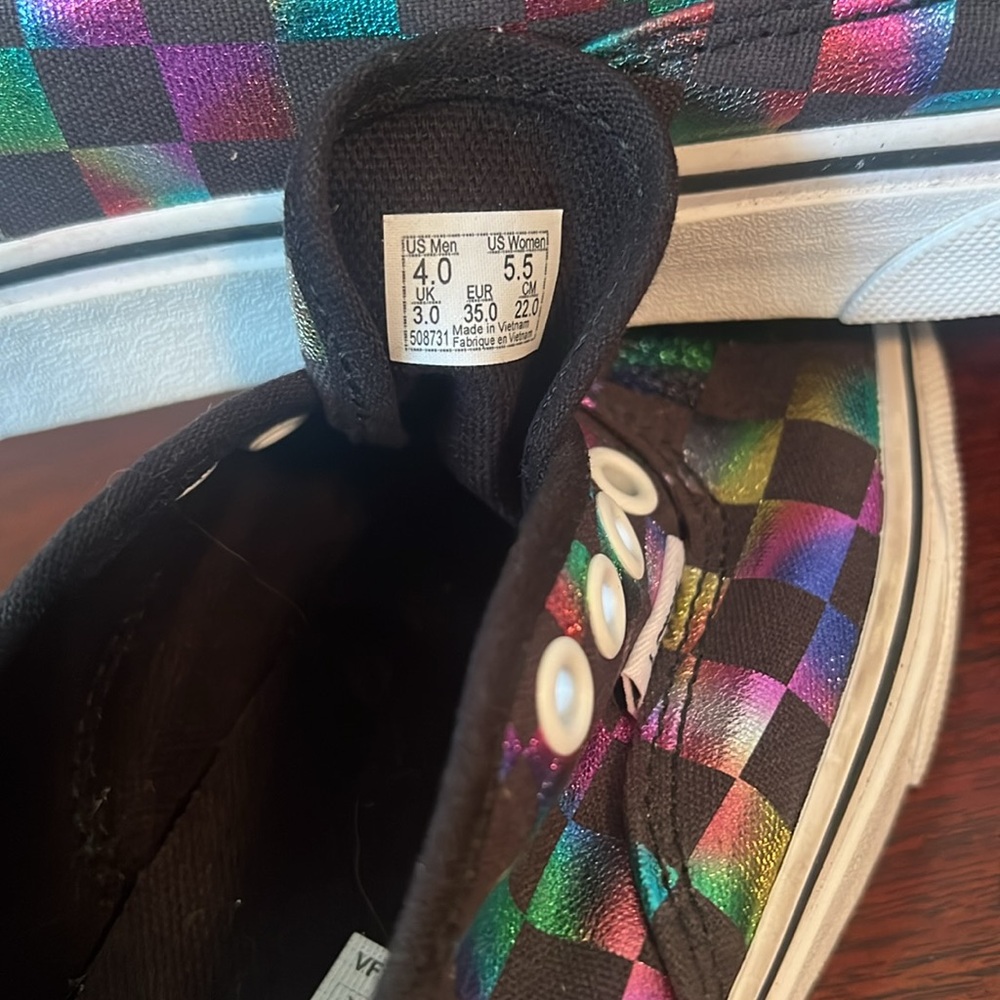 🎯VANS•METALLIC CHECKERBOARD LOW TOP LACE UP•SIZE M4|W5.5|EUR35 - Picture 8 of 15